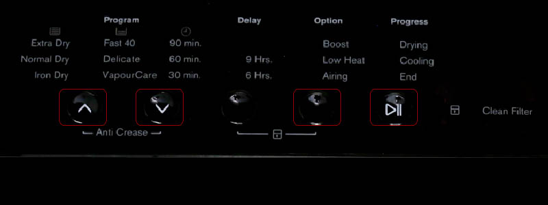 Chọn Boost, Low Heat hoặc Airing để tăng hiệu quả sấy theo từng loại quần áo