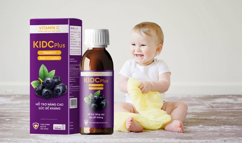 Siro Kentek KIDCPlus hỗ trợ nâng cao sức đề kháng hương mâm xôi, 100 ml dạng uống (từ 3 tuổi)