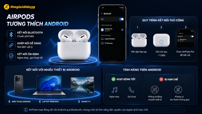 Tai nghe AirPods tương thích với điện thoại Android