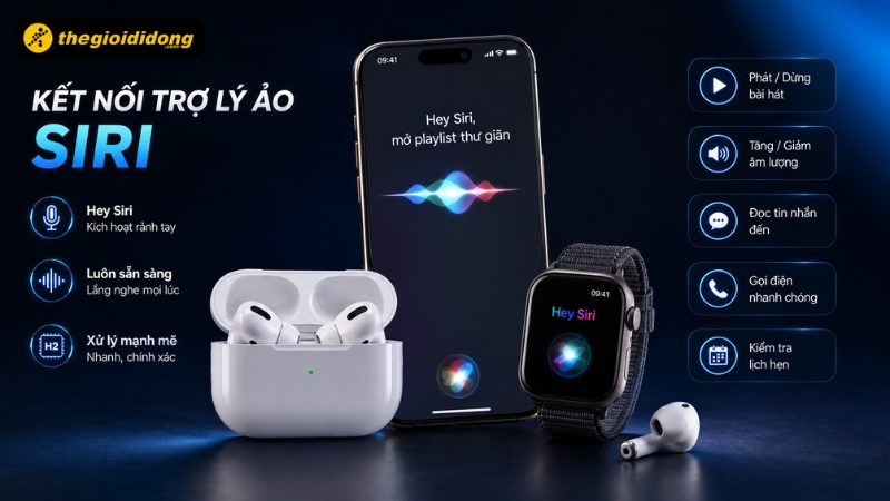 Kết nối và gọi trợ lý ảo Siri rảnh tay trên AirPods