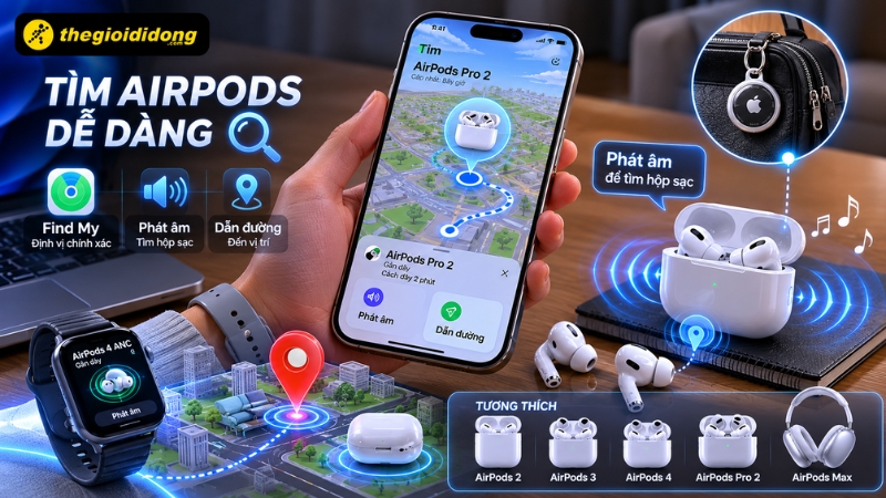 Sử dụng tính năng Find My để tìm tai nghe AirPods bị mất