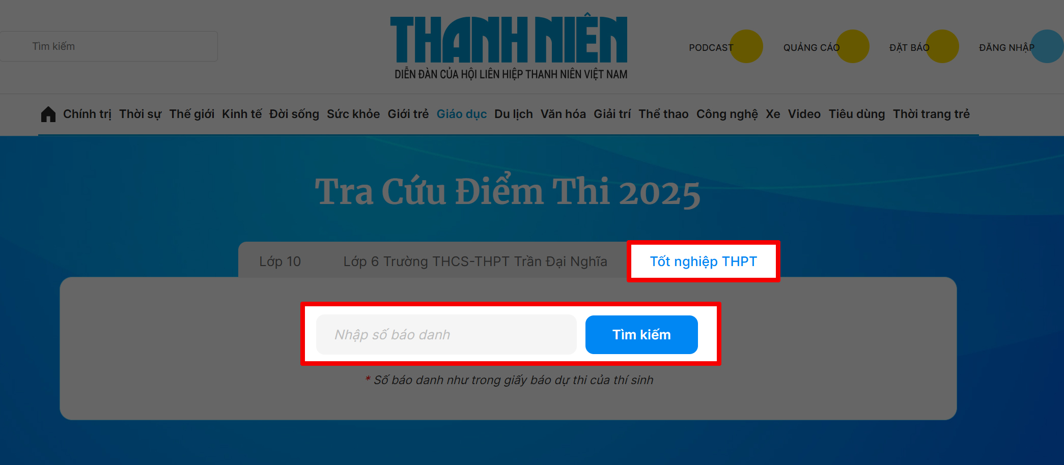 Cách tra cứu điểm thi THPT Quốc gia 2025