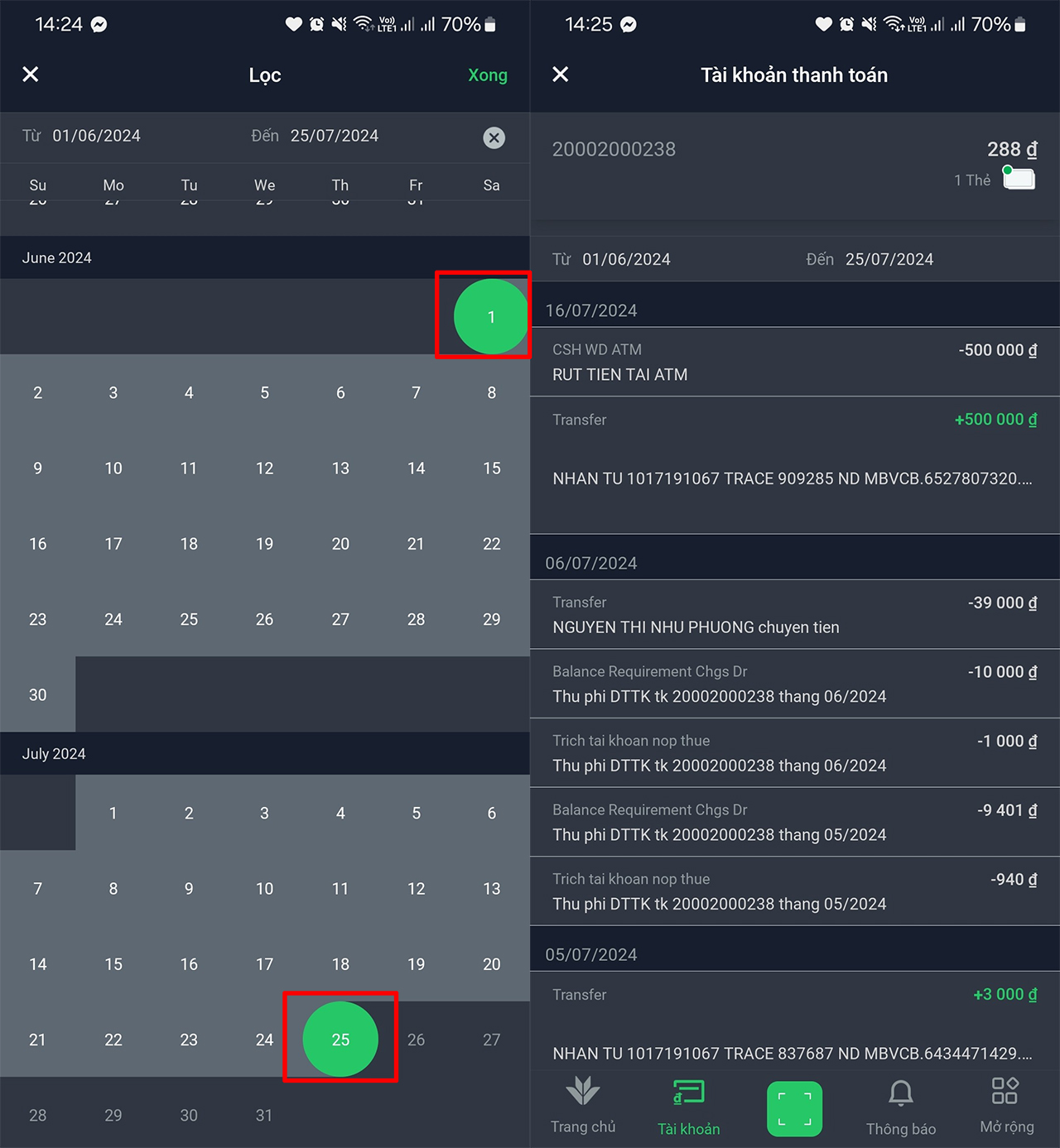 Cách xem lịch sử giao dịch VPBank