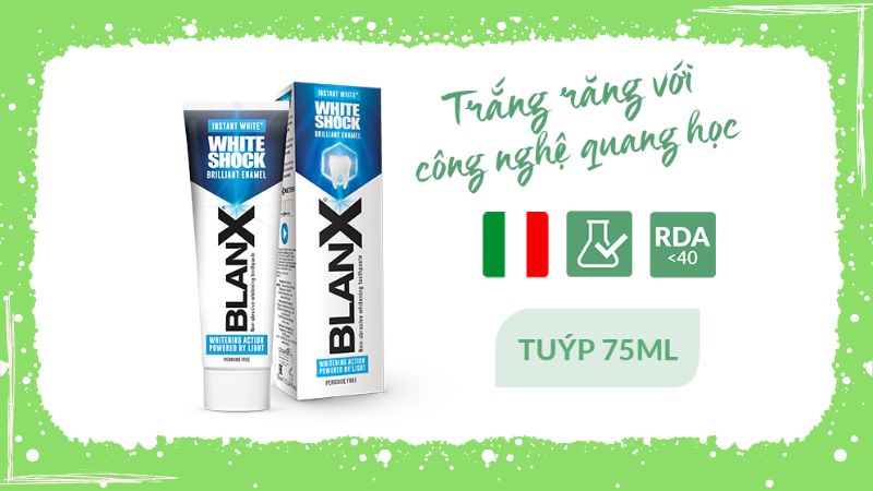 Kem đánh răng BlanX White Shock giúp răng trắng sáng tự nhiên Kem đánh răng BlanX White Shock giúp răng trắng sáng tự nhiên