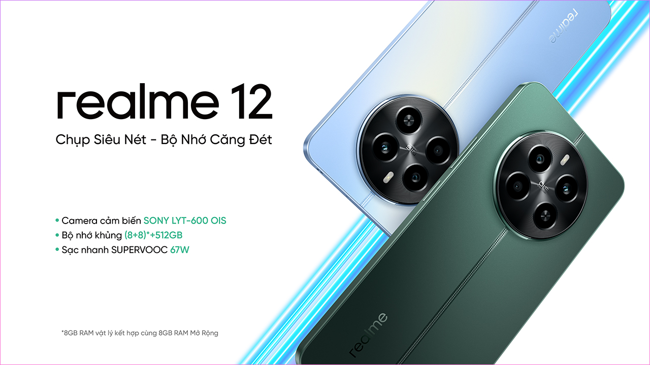 Mở bán realme 12, Hotsale giảm giá 200K + trả góp 0%, mua ngay hôm nay chỉ từ 7.79 triệu