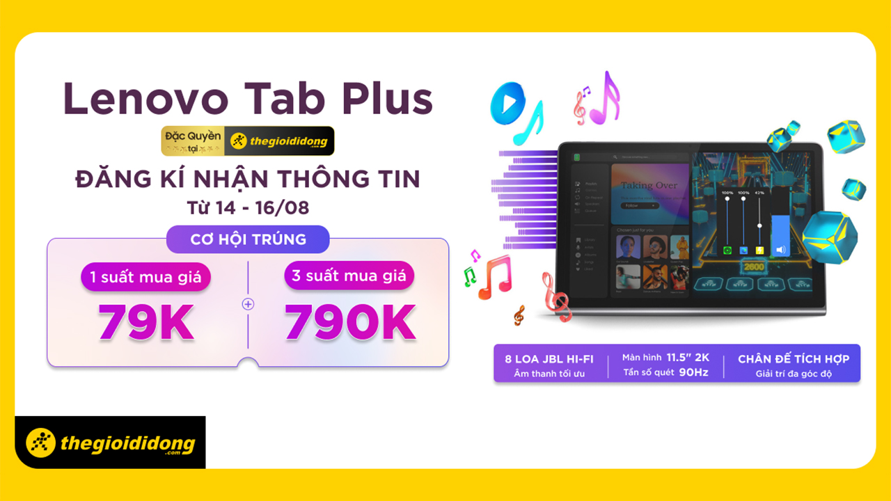 Săn ngay suất mua Lenovo Tab Plus giá chỉ 79K và 3 suất 790K, chỉ cần để lại thông tin Săn ngay suất mua Lenovo Tab Plus giá chỉ 79K và 3 suất 790K, chỉ cần để lại thông tin