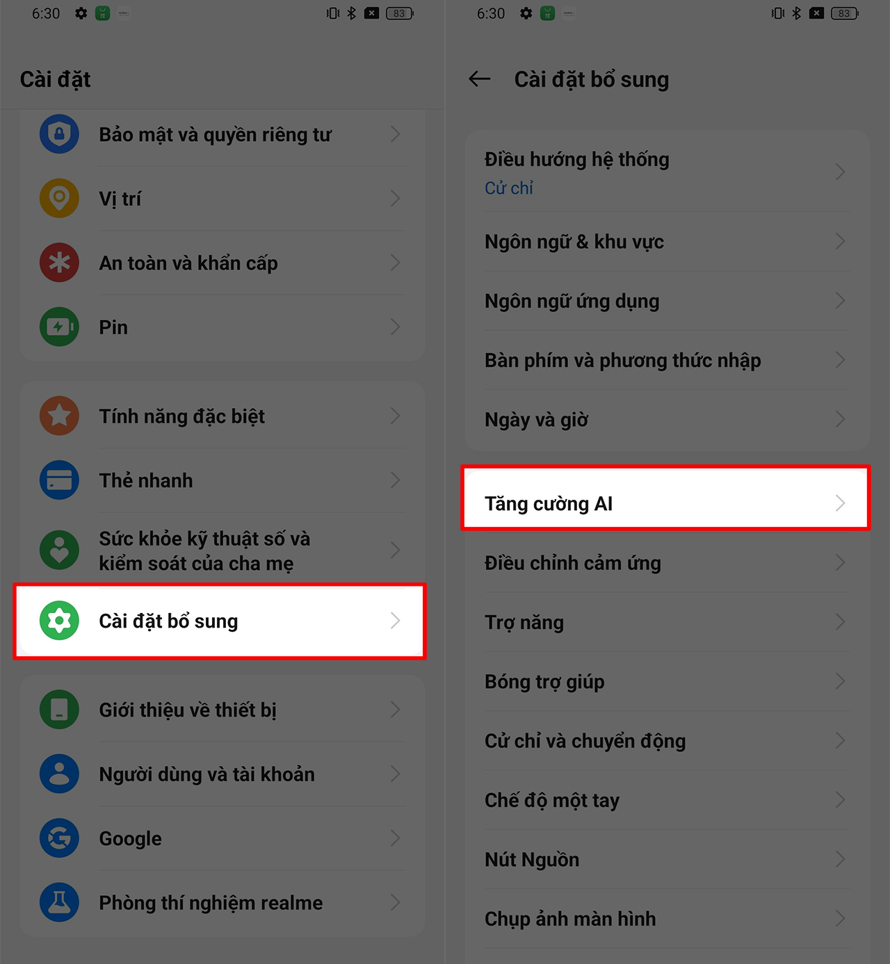 Cách bật tính năng tăng cường AI trên realme 12
