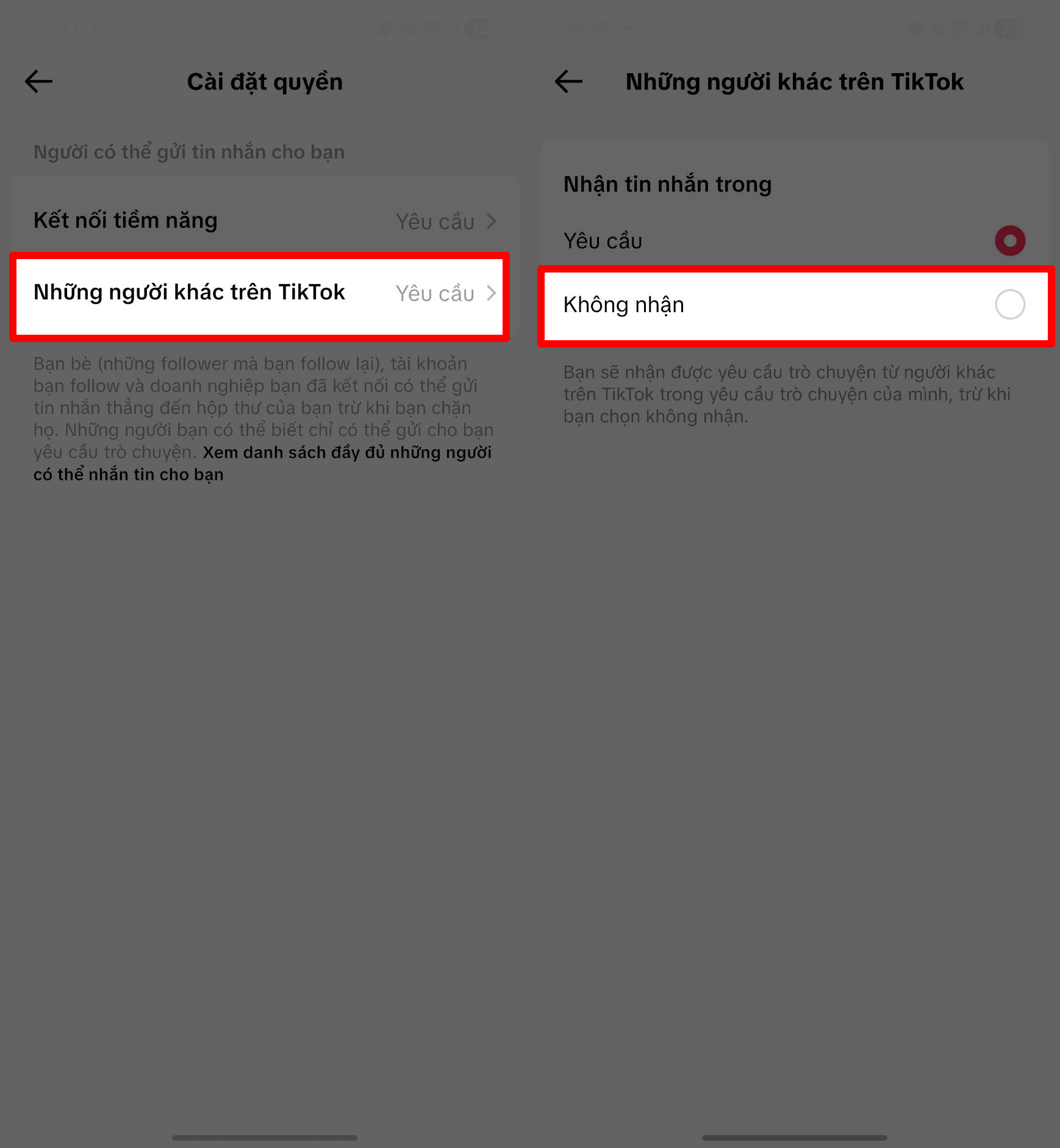 Cách chặn tin nhắn từ người lạ trên TikTok