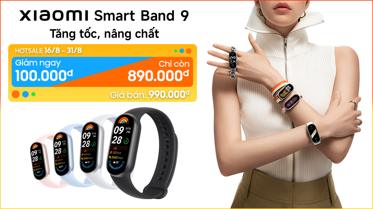 Hotsale mở bán Mi Band 9: Giảm giá chỉ còn 890K, 4 màu nổi bật Hotsale mở bán Mi Band 9: Giảm giá chỉ còn 890K, 4 màu nổi bật