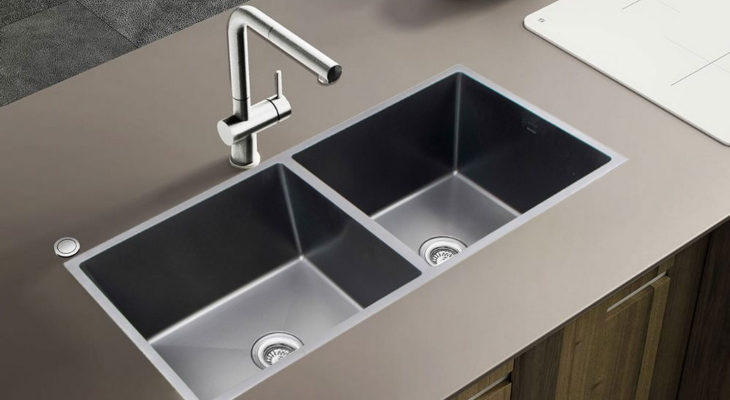 Chậu và vòi rửa KAFF được làm từ thép không gỉ SUS304, bền bỉ, chống trầy xước