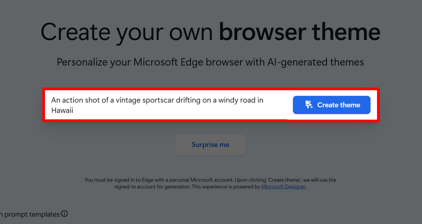 Cách tạo theme bằng AI cho Microsoft Edge
