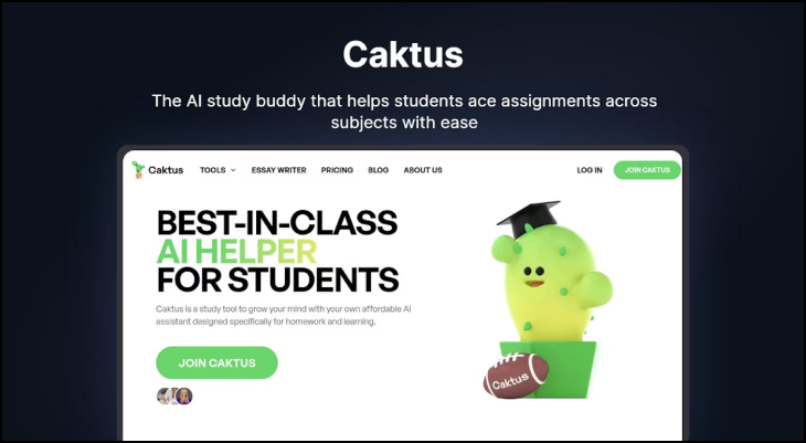 Caktus AI là một trợ lý học tập sử dụng trí tuệ nhân tạo (AI) để hỗ trợ học sinh, sinh viên