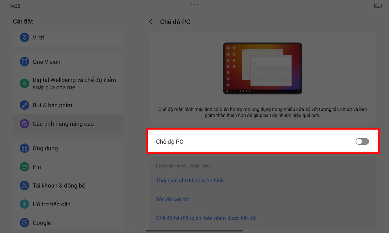 Cách bật chế độ PC trên Lenovo Tab Plus