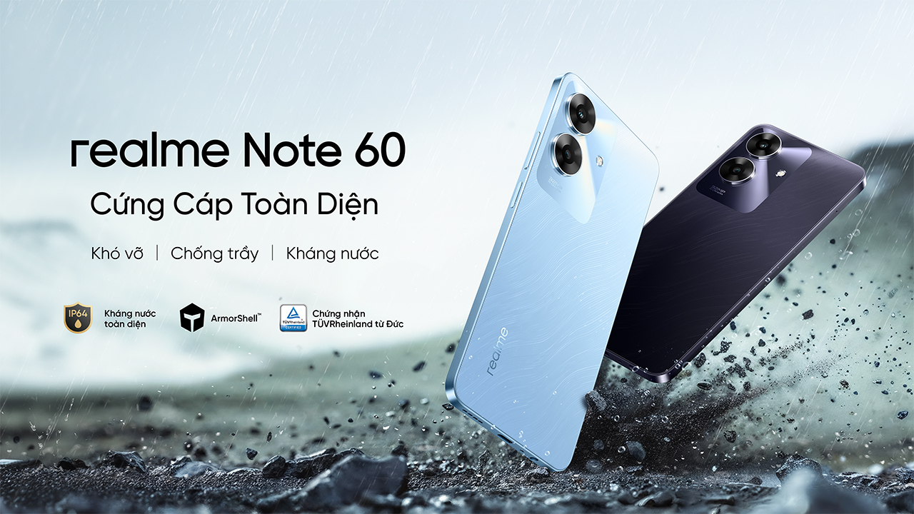 Hotsale mở bán realme Note 60: Tặng PMH 100K, trả góp 0%, bảo hành đến 2 năm còn tặng tiền mua SIM data khủng