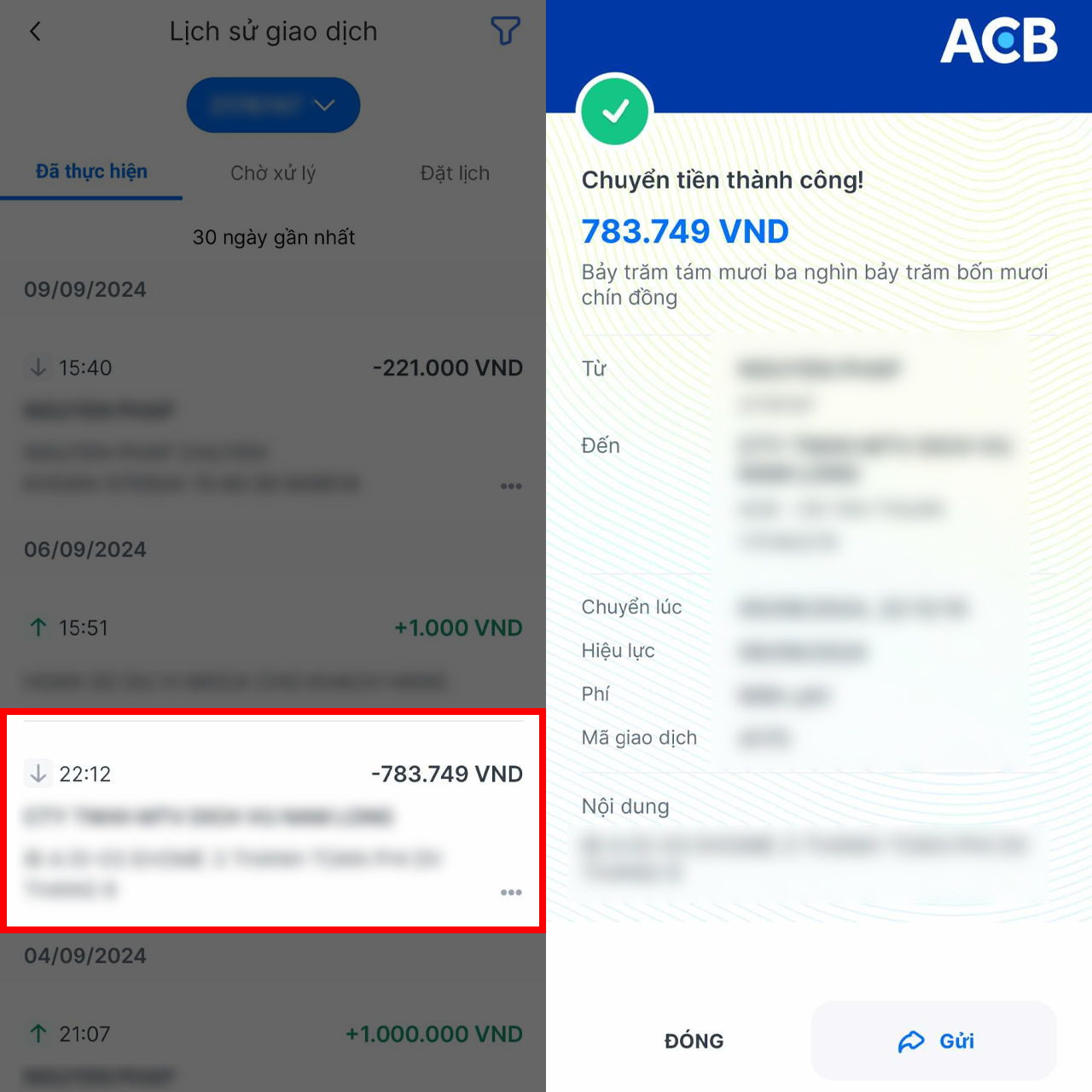 Cách xem lịch sử giao dịch ngân hàng ACB