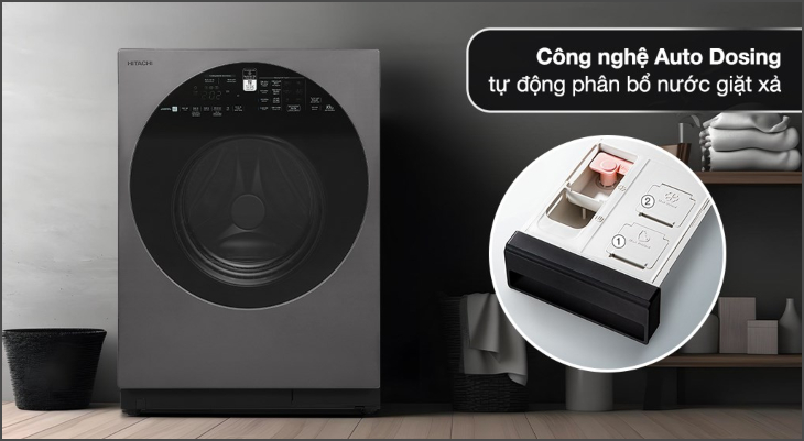 Máy giặt Hitachi Inverter 10 kg BD-100XGV MAG với công nghệ Auto Dosing tự phân bổ bột giặt, nước xả