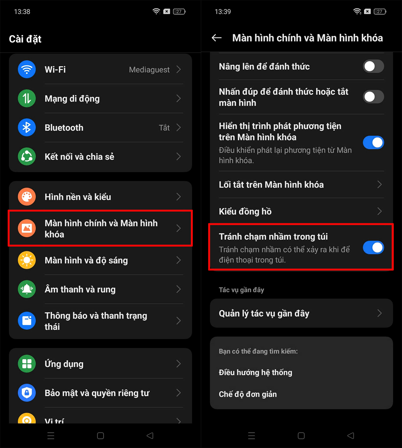 Cách bật tránh chạm nhầm trong túi trên OPPO A3 Cách bật tránh chạm nhầm trong túi trên OPPO A3