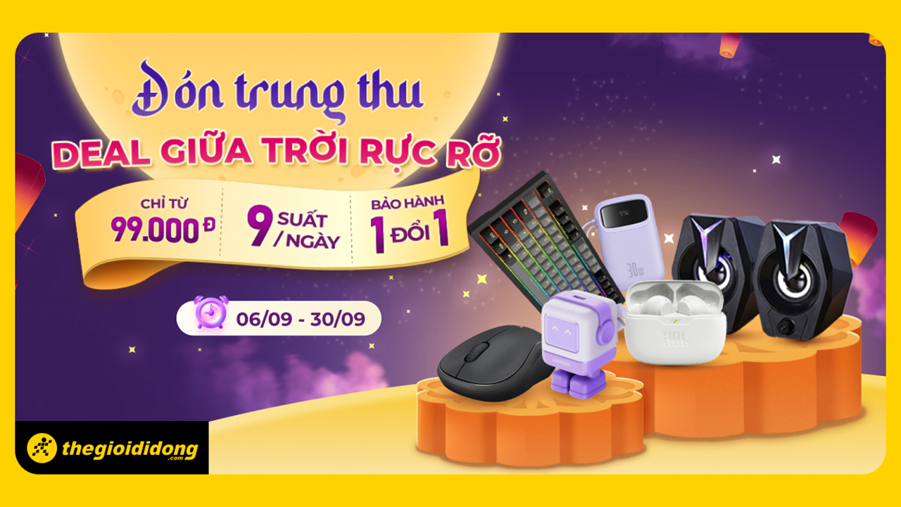 Đón Tết Trung thu - sale nhiều phụ kiện: Ưu đãi hàng loạt Adapter, bàn phím, tai nghe, loa,... giá siêu rẻ