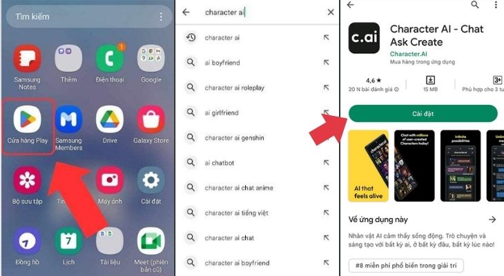 3 bước đơn giản để tải Character AI tiếng Việt về điện thoại Android