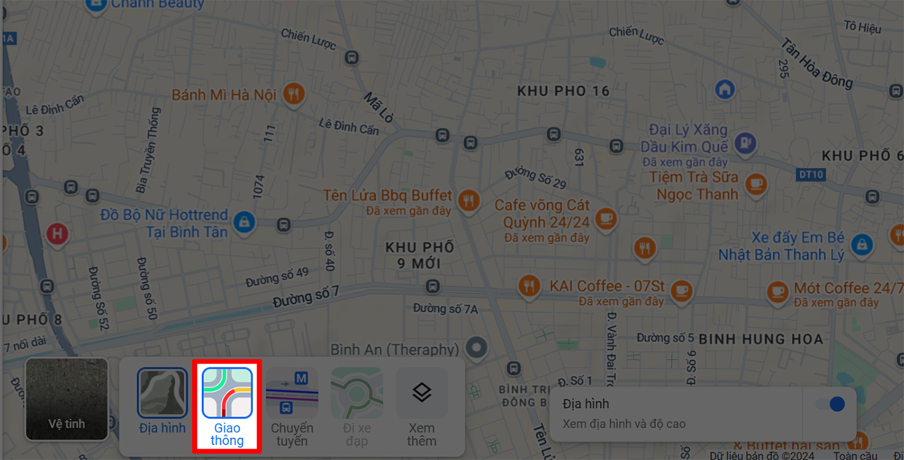 Cách xem kẹt xe trên Google Maps