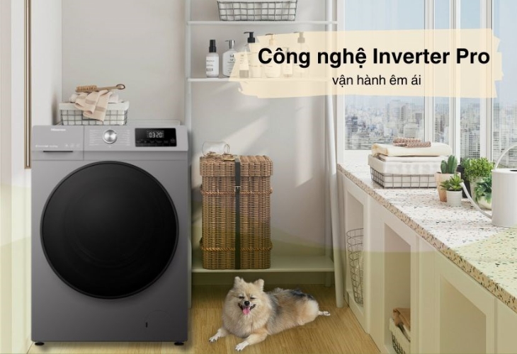 Máy giặt sấy Hisense Inverter giặt 10.5 kg - sấy 7 kg WDQA1043BT vận hành êm ái