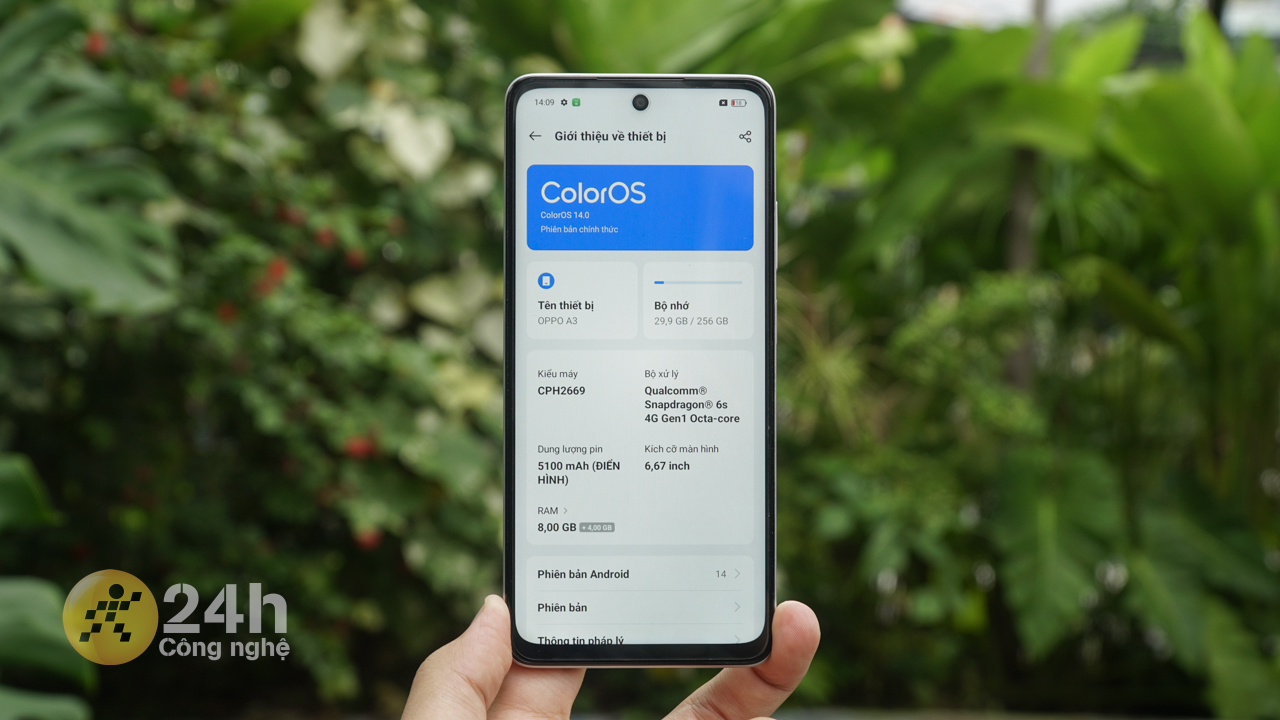 OPPO A3 được trang bị bộ cấu hình tốt trong tầm giá.