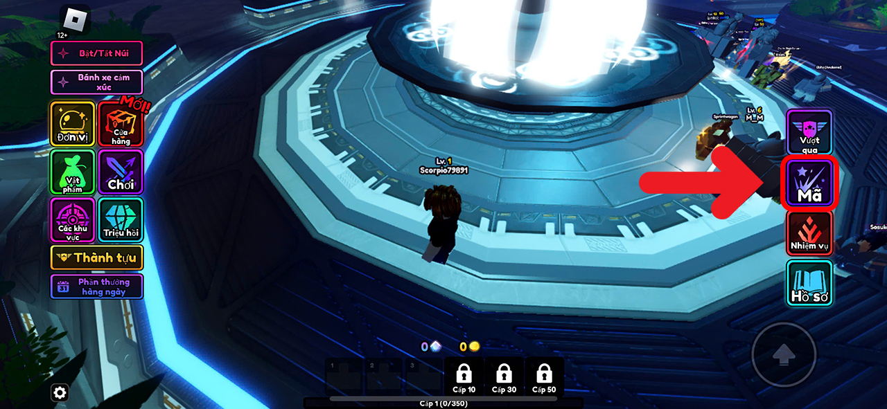 Mở Roblox > Vào game Anime Vanguards > Chọn Code