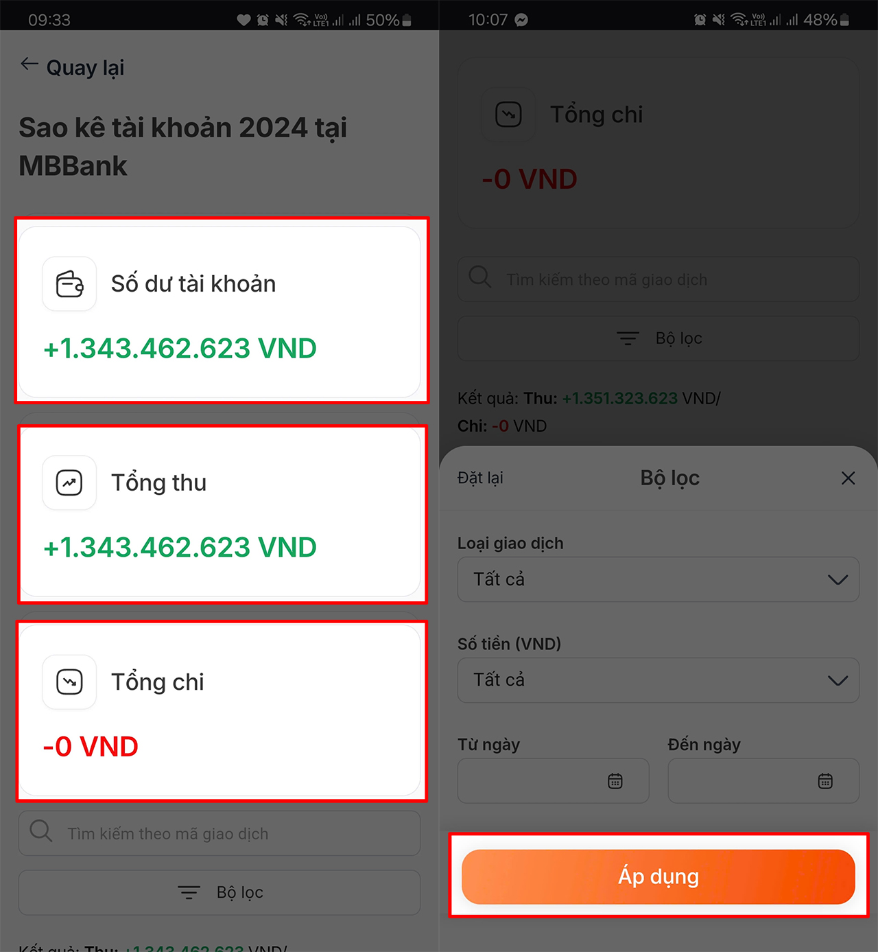 Cách xem sao kê tài khoản MTTQ theo thời gian thực