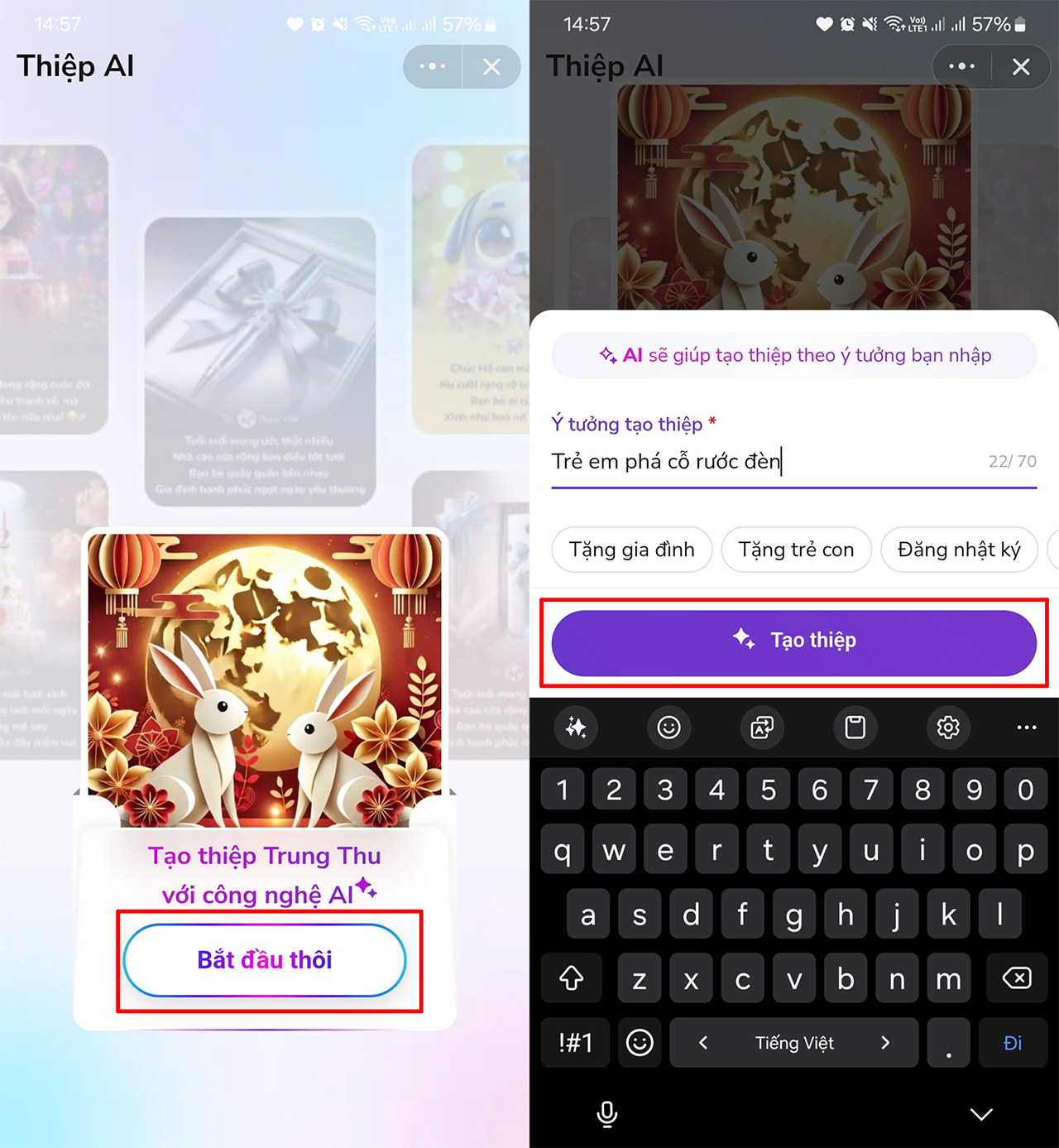 Cách tạo thiệp Trung thu bằng AI trên Zalo