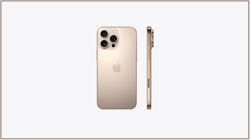 Hình ảnh iPhone 16 Pro Max màu Titan Sa Mạc mặt sau và cạnh viền Hình ảnh iPhone 16 Pro Max màu Titan Sa Mạc mặt sau và cạnh viền