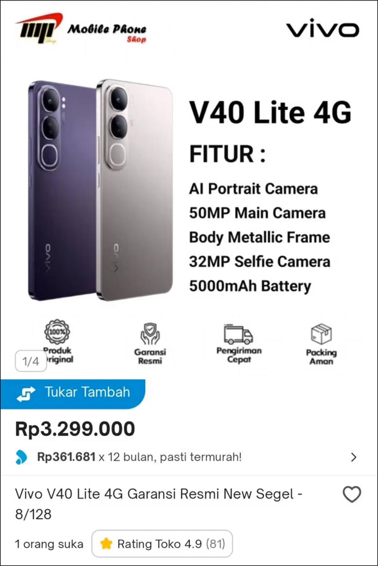 Thiết kế, thông số kỹ thuật và giá bán dự kiến của Vivo V40 Lite 4G bị rò rỉ