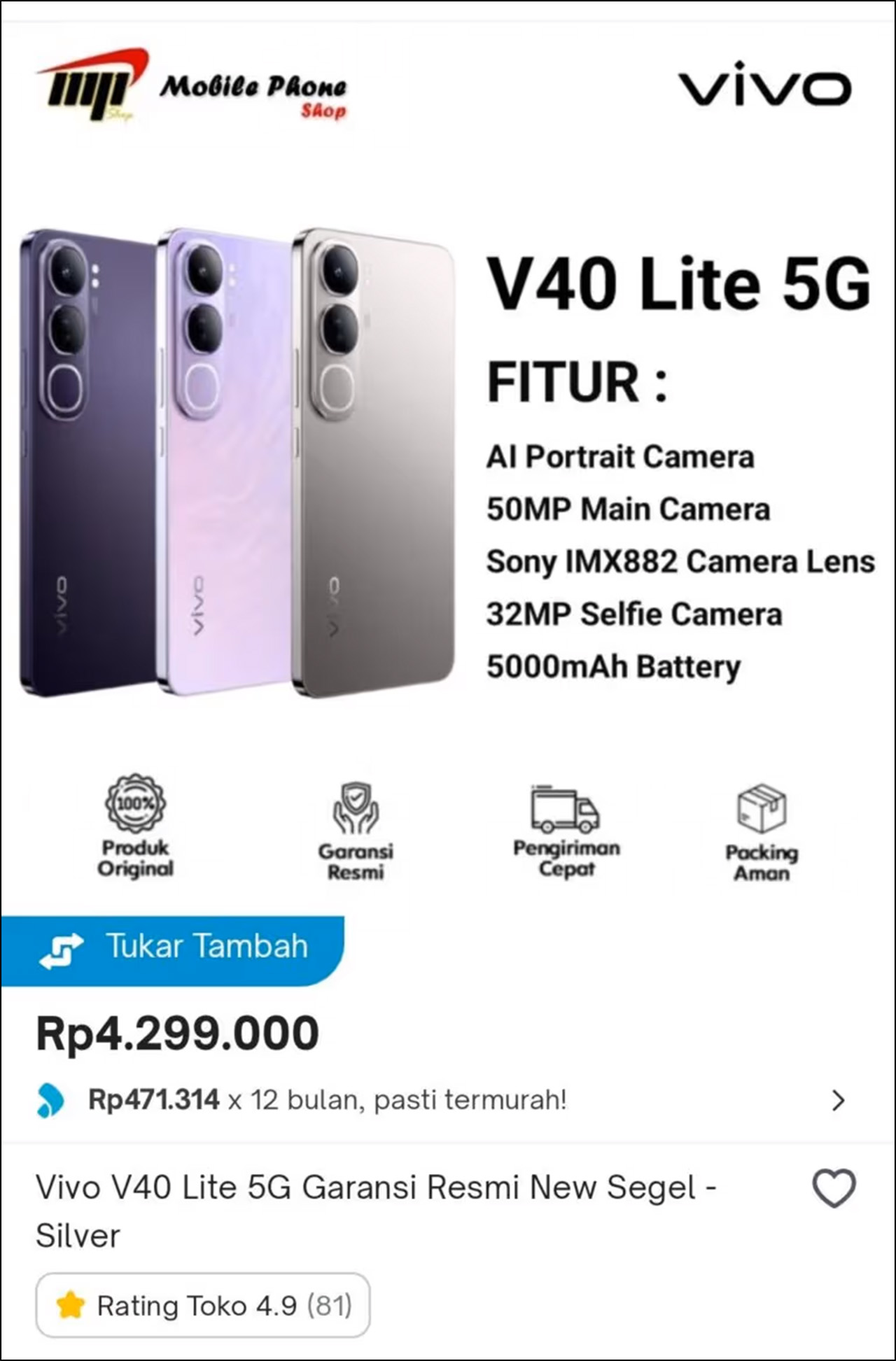 Toàn bộ thông số kỹ thuật và giá bán của Vivo V40 Lite 5G