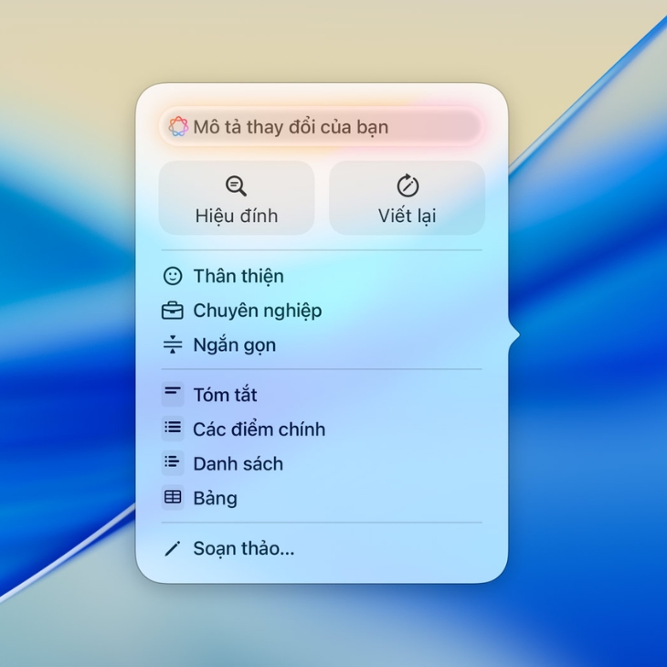 Bộ Công Cụ Viết của Apple Intelligence hỗ trợ đa dạng tính năng soạn thảo
