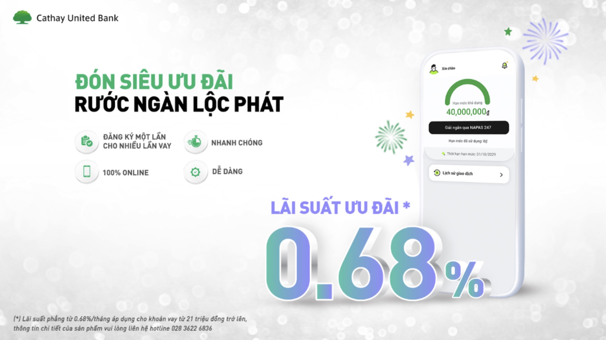 Vay tiêu dùng qua App ngân hàng Cathay United Bank cực dễ dàng, giải ngân nhanh chóng