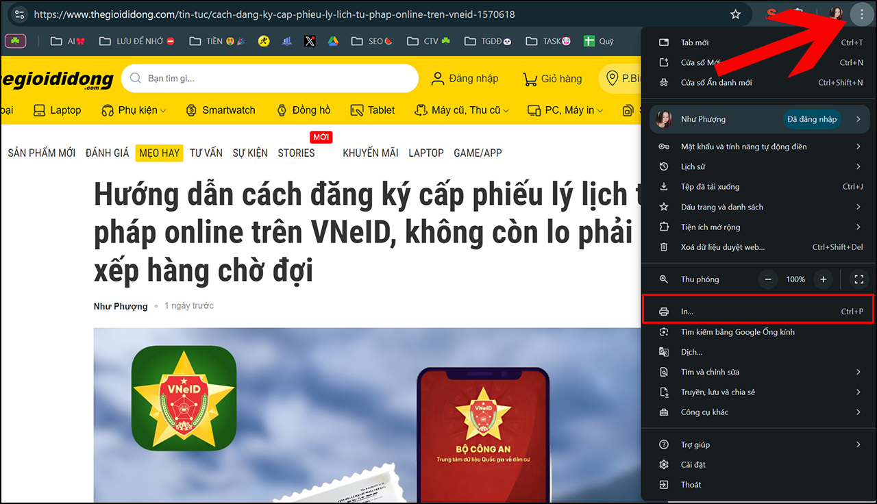 Cách lưu trang web thành file PDF