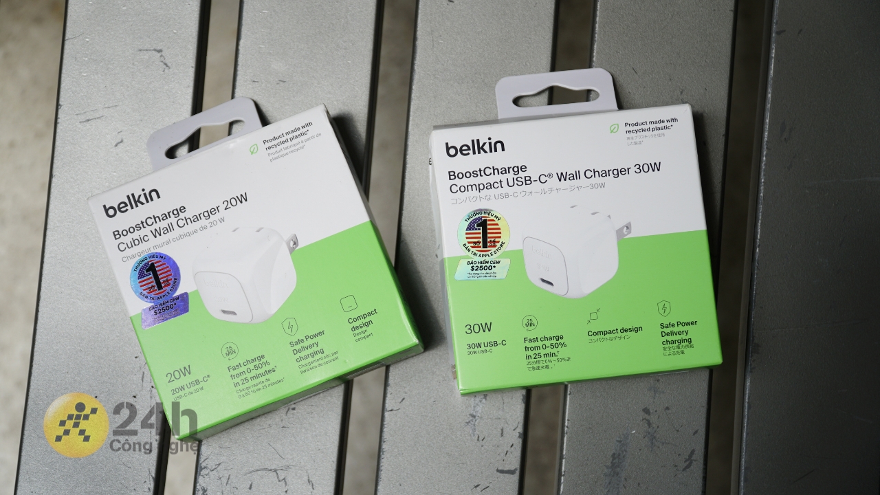 Sạc Belkin Wall Charge nhỏ gọn tiện lợi phụ kiện xịn cho iPhone 16 mới