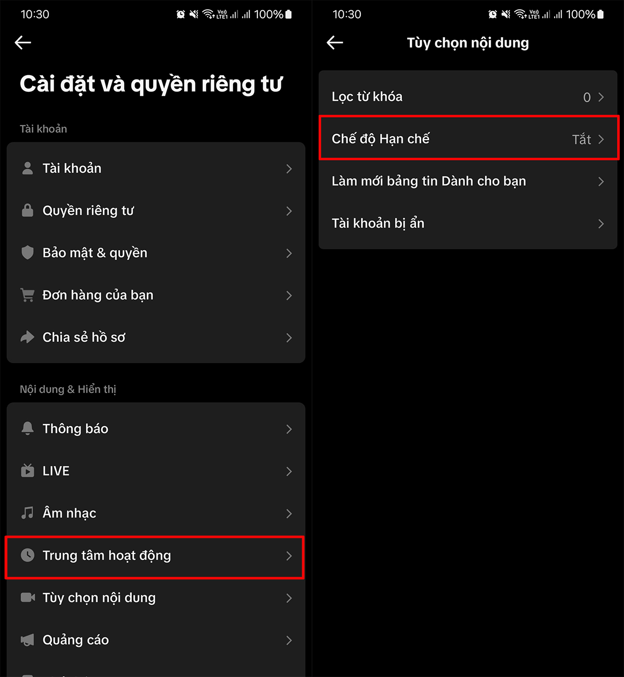 Cách bật chế độ hạn chế trên TikTok Cách bật chế độ hạn chế trên TikTok