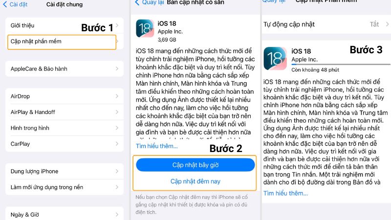 Các bước cập nhật iOS