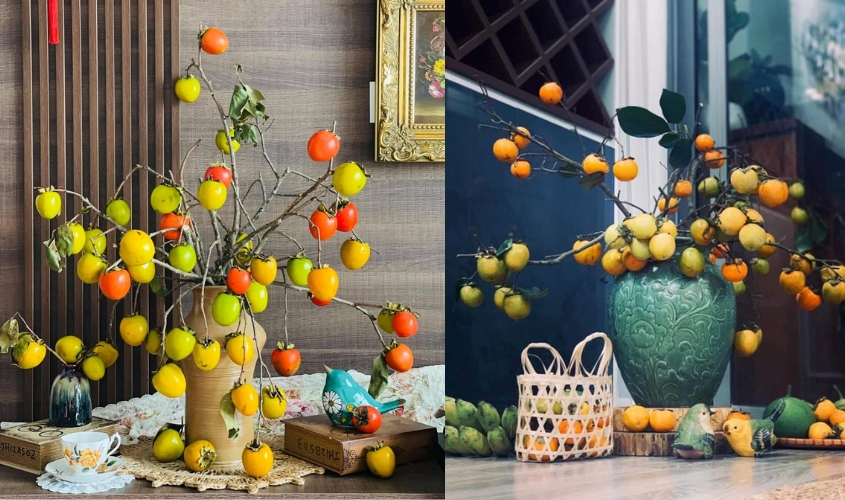 Cành quả hồng mang ý nghĩa cho sự giàu có, phú quý và thịnh vượng