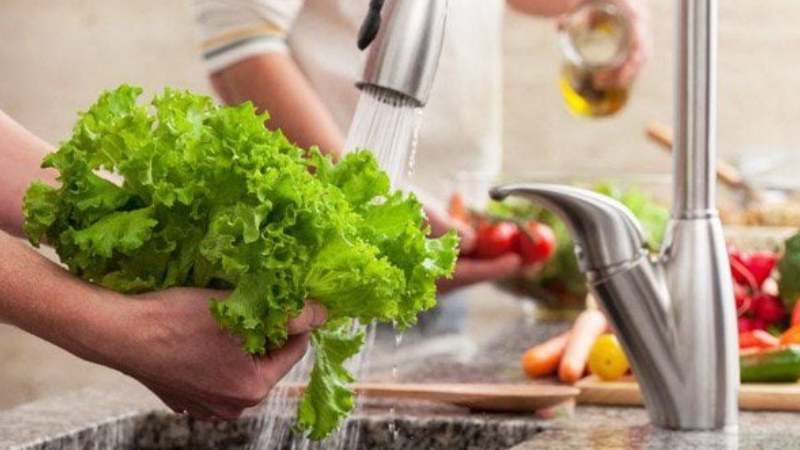 Đảm bảo rửa sạch thực phẩm sống dưới vòi nước chảy trước khi ăn, cắt hoặc nấu Đảm bảo rửa sạch thực phẩm sống dưới vòi nước chảy trước khi ăn, cắt hoặc nấu