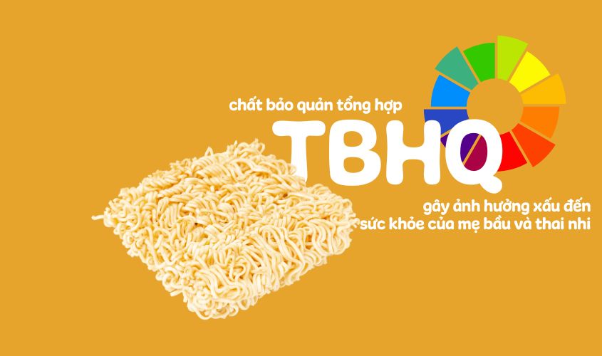 Hình ảnh thể hiện mì tôm có chứa chất bảo quản TBHQ Hình ảnh thể hiện mì tôm có chứa chất bảo quản TBHQ