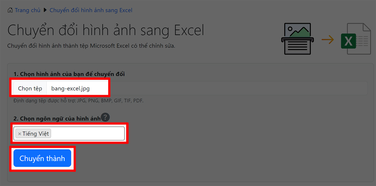 Cách chuyển ảnh thành bảng Excel