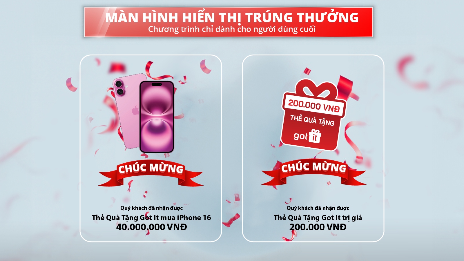 Màn hình hiển thị trúng thưởng