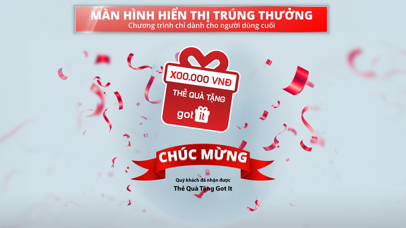 Màn hình nhận thẻ quà tặng
