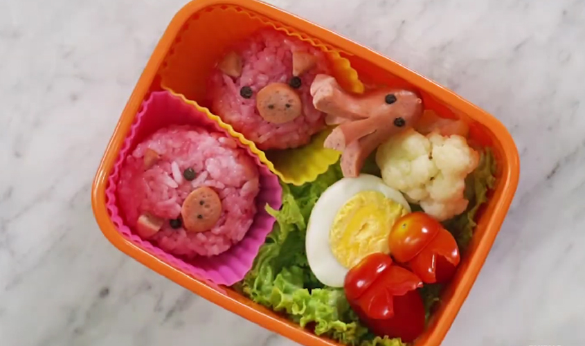 Hình minh họa cơm bento heo con