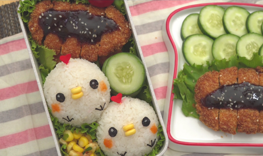 Hình minh họa cơm bento gà con
