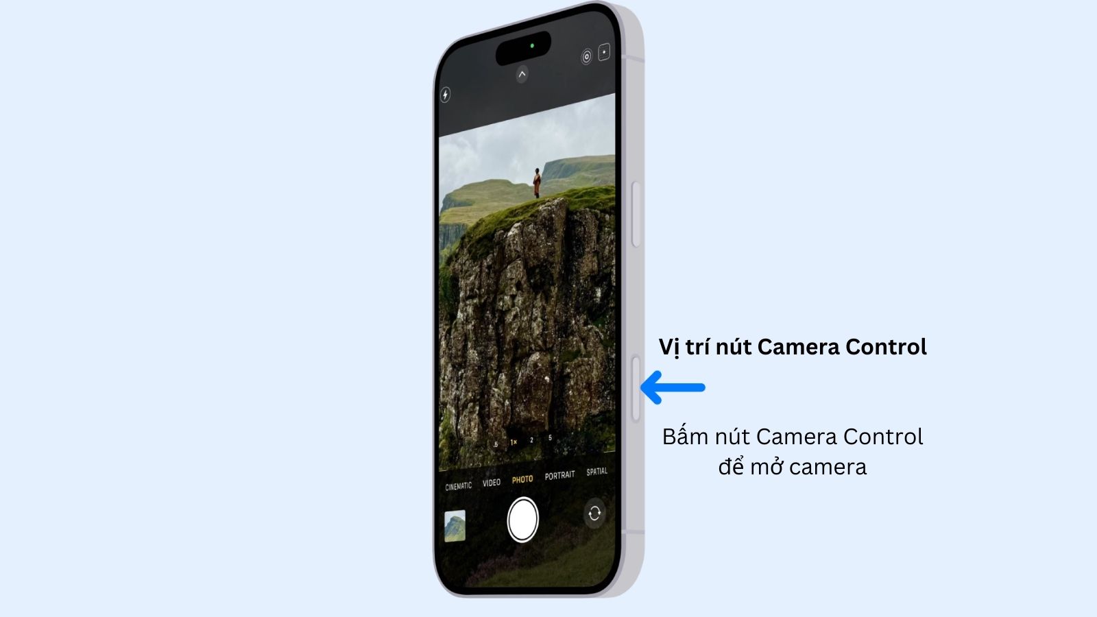 Vị trí nút Camera Control mới trên iPhone 16 series