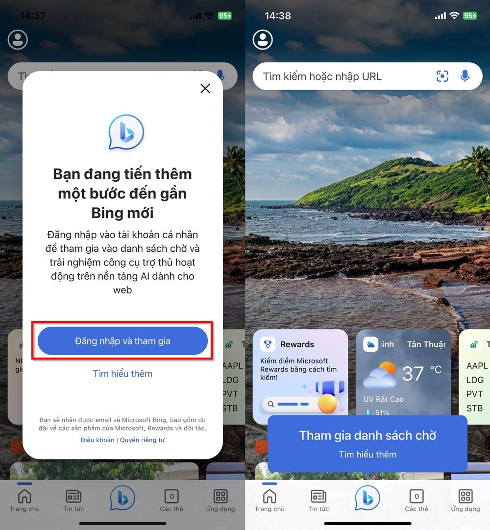 Chọn Đăng nhập và tham gia nếu bạn đã có tài khoản Microsoft