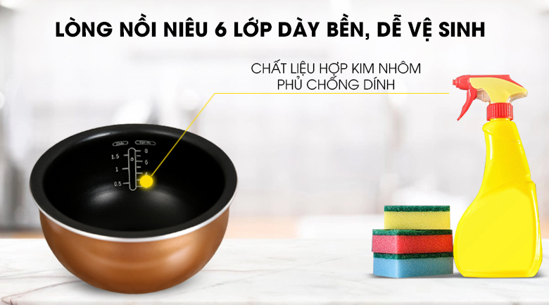Nồi cơm cao tần Tefal RK762168 màu bạc, lòng nồi niêu 6 lớp chống dính