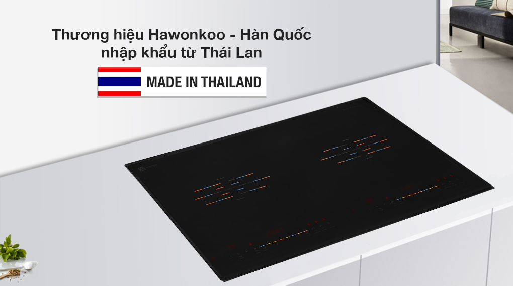 Bếp từ đôi lắp âm Hawonkoo CEH-222-II mặt kính Ceramic in dải màu độc quyền, bảng điều khiển cảm ứng trượt